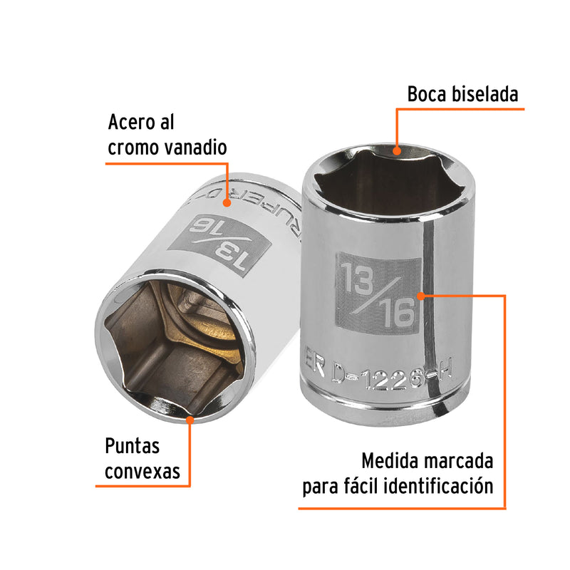 Dado de 6 puntas, cuadro 1/2" de 13/16"