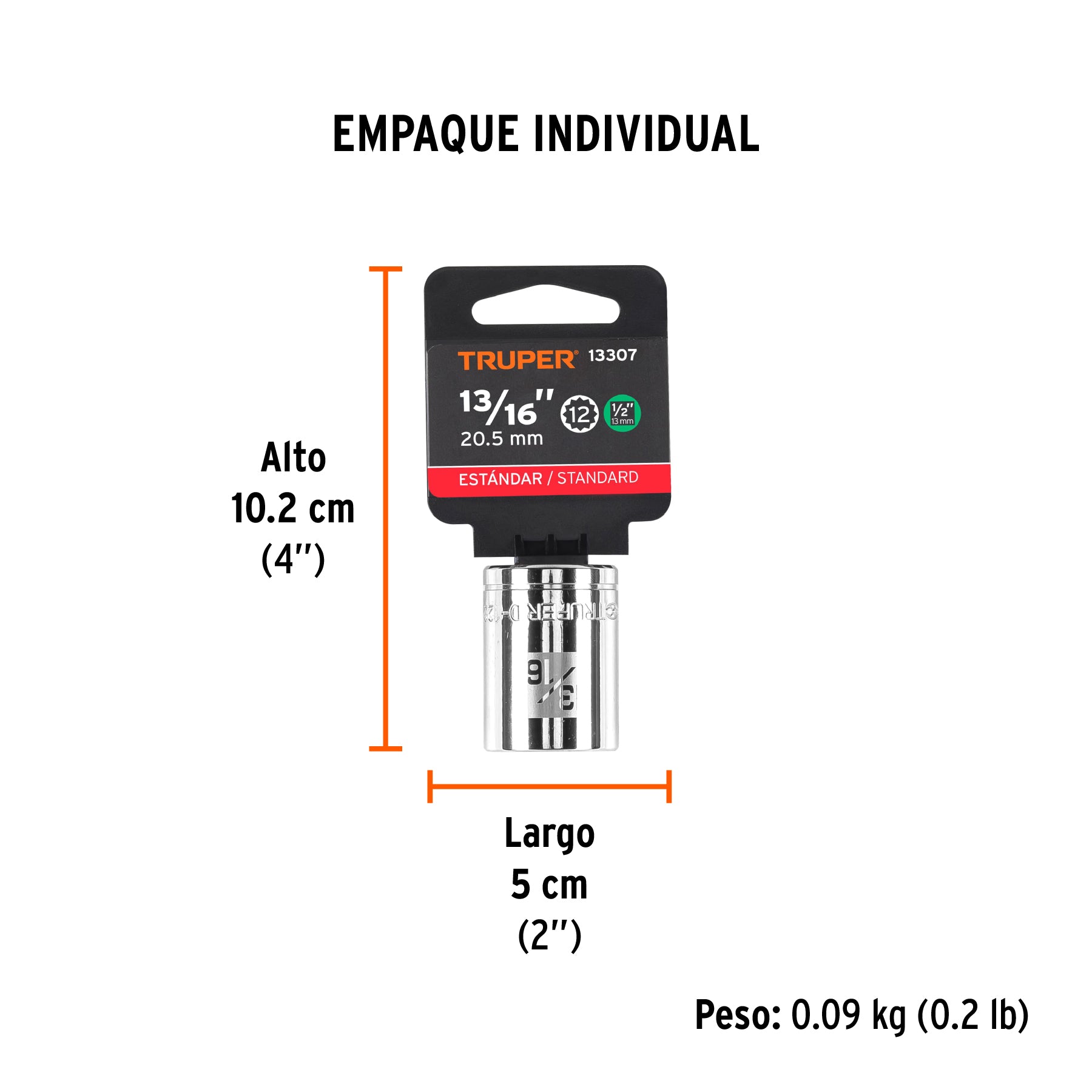 Dado de 12 puntas, cuadro 1/2" de 13/16"
