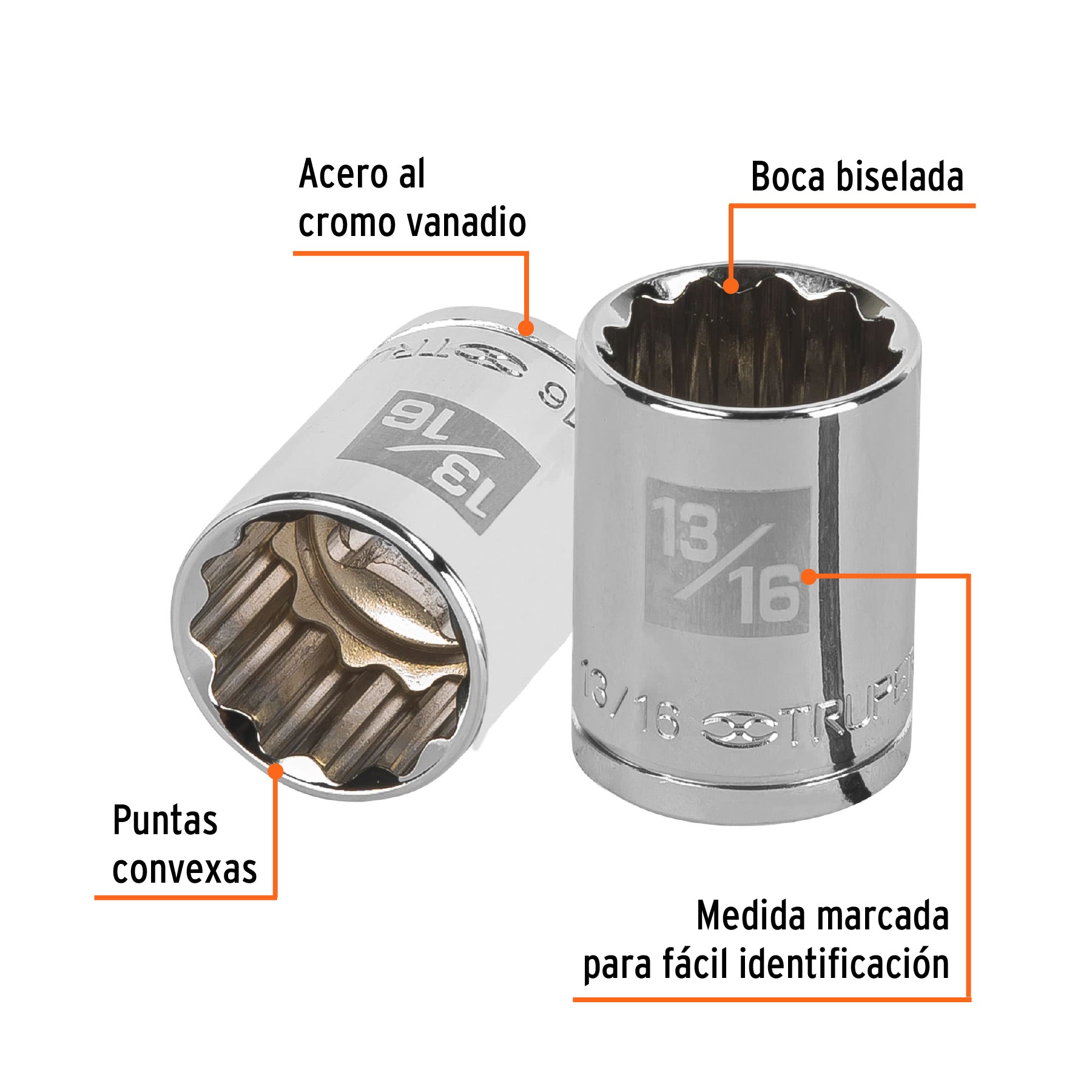 Dado de 12 puntas, cuadro 1/2" de 13/16"