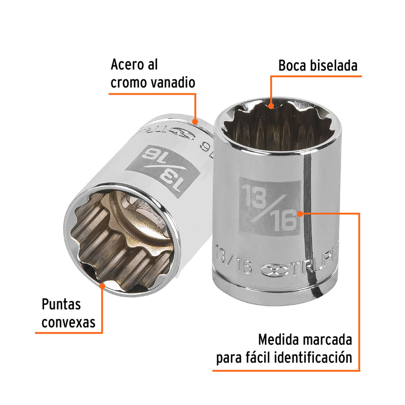 Dado de 12 puntas, cuadro 1/2" de 13/16"