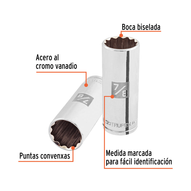 Dado de 12 puntas, largo, cuadro 1/2" de 7/8"
