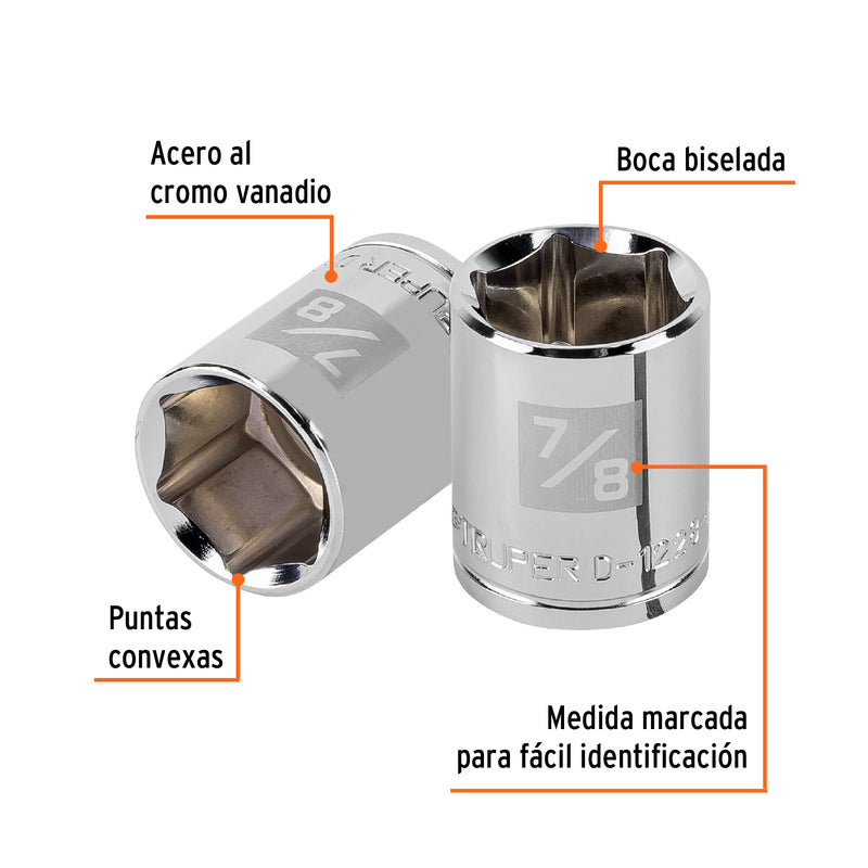 Dado de 6 puntas, cuadro 1/2" de 7/8"