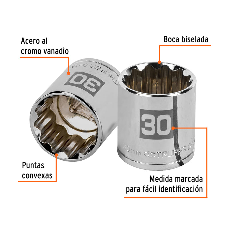 Dado de 12 puntas, cuadro 1/2" de 30mm