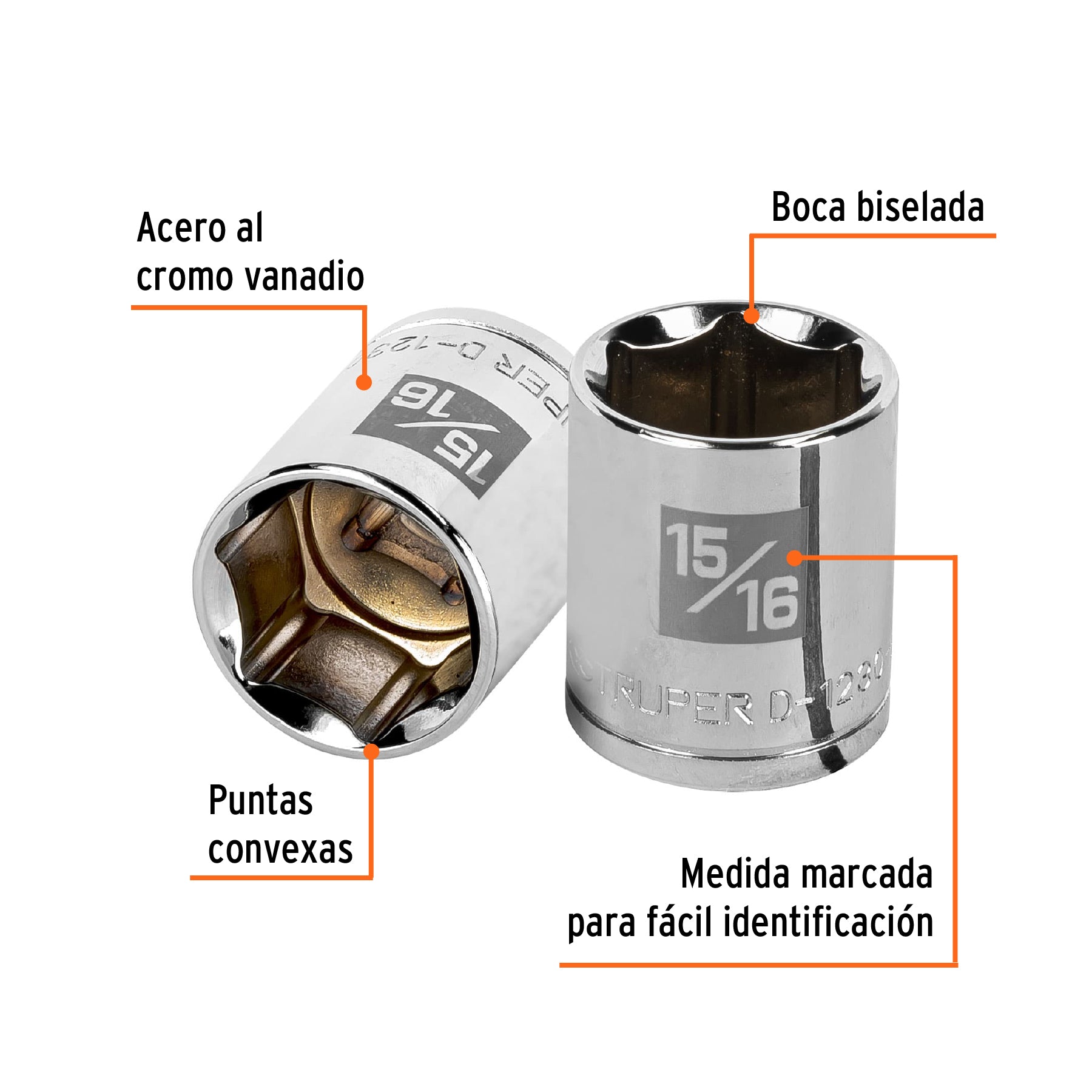 Dado de 6 puntas, cuadro 1/2" de 15/16"