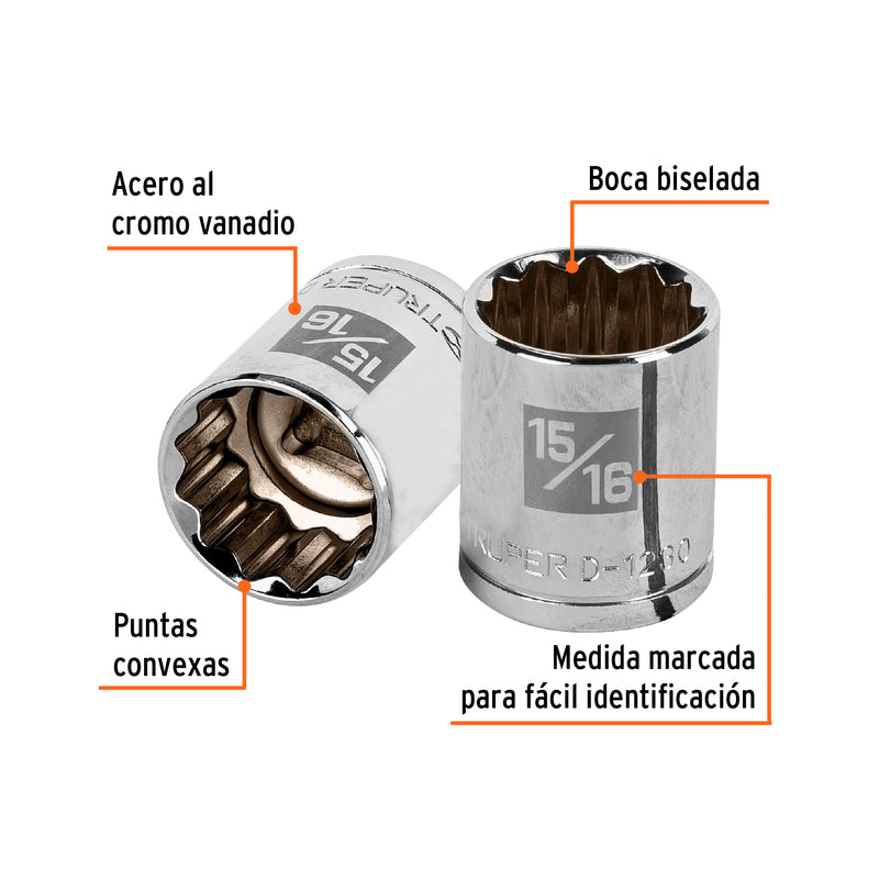Dado de 12 puntas, cuadro 1/2" de 15/16"