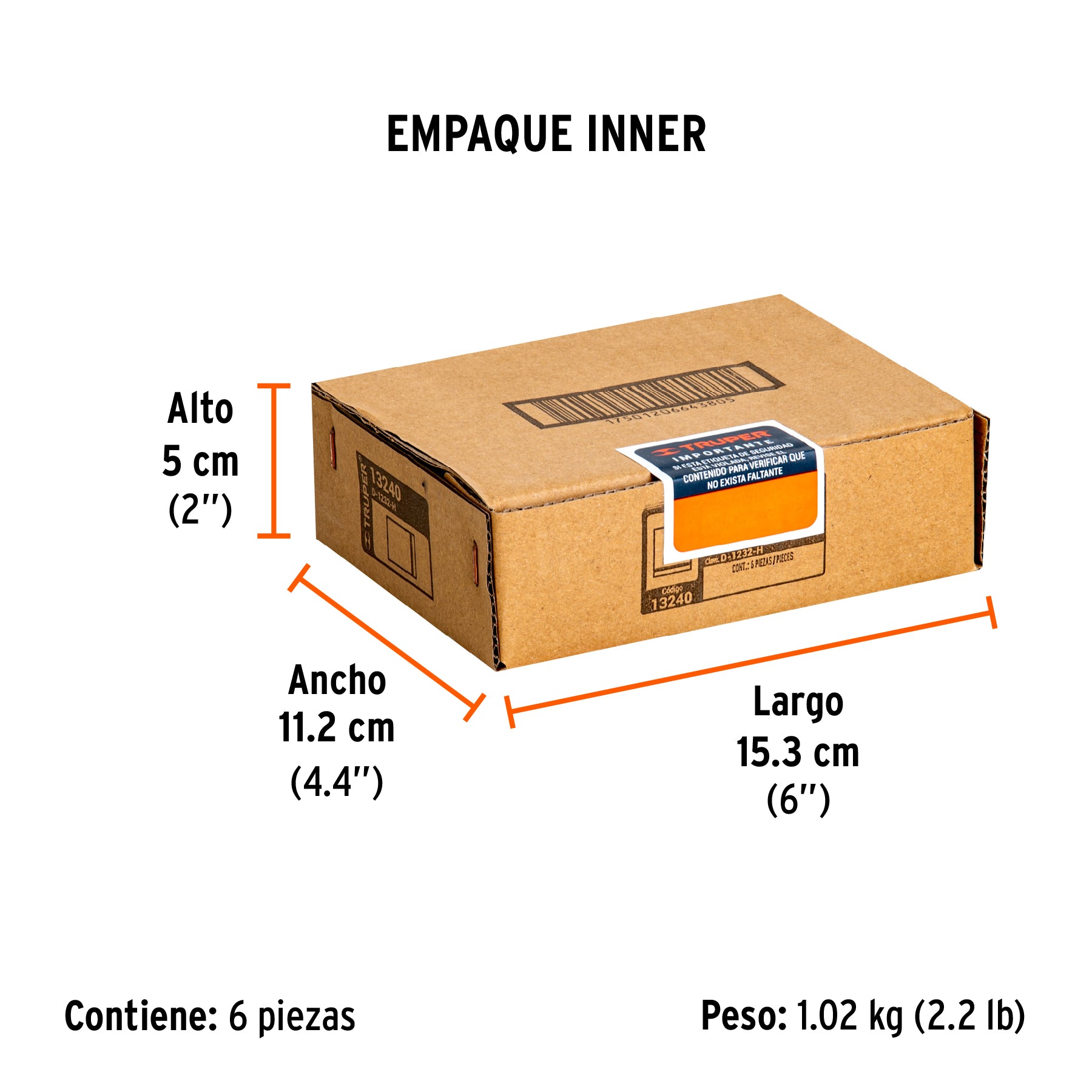 Dado de 6 puntas, cuadro 1/2" de 1"