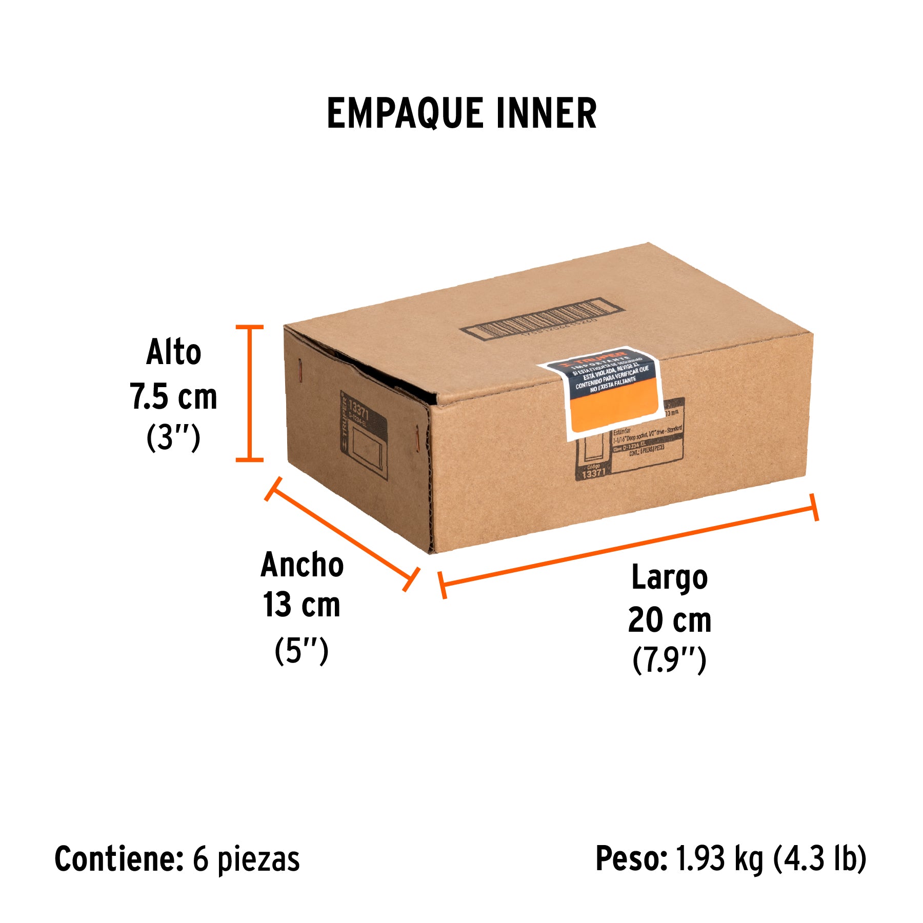 Dado de 12 puntas, largo, cuadro 1/2" de 1-1/16"
