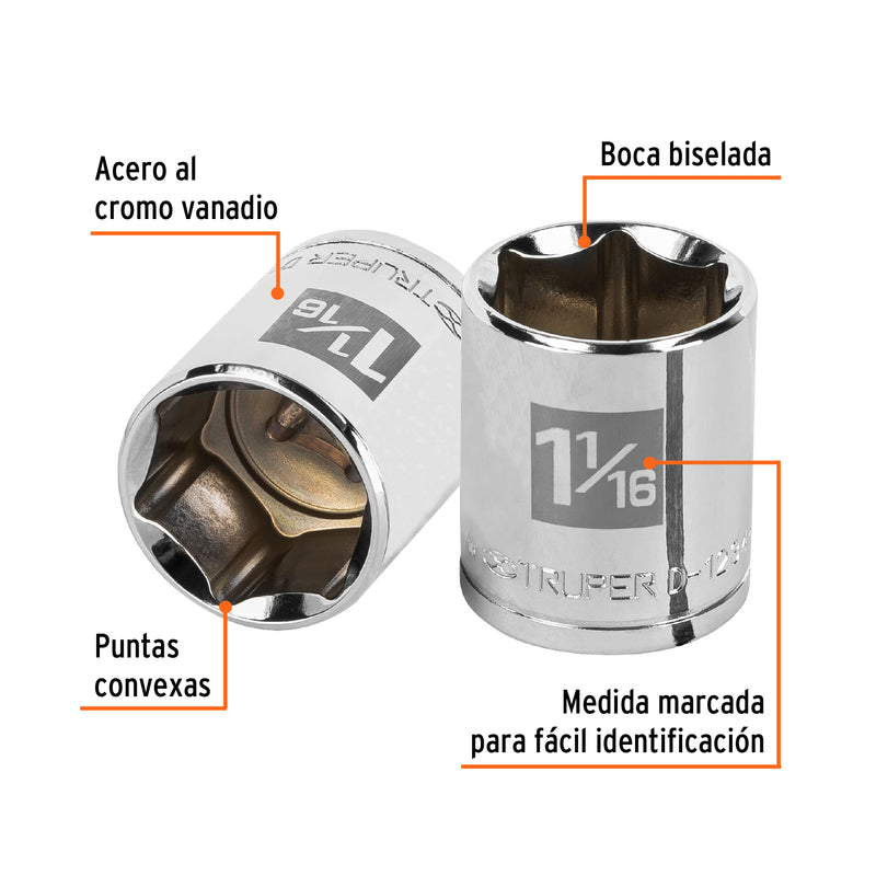 Dado de 6 puntas, cuadro 1/2" de 1-1/16"