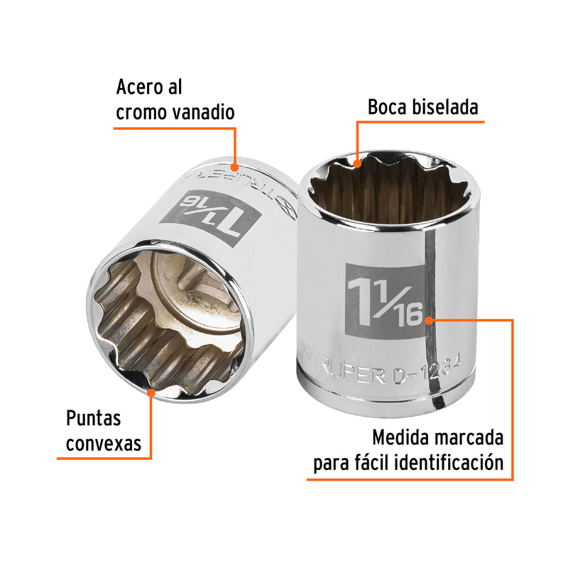 Dado de 12 puntas, cuadro 1/2" de 1-1/16"