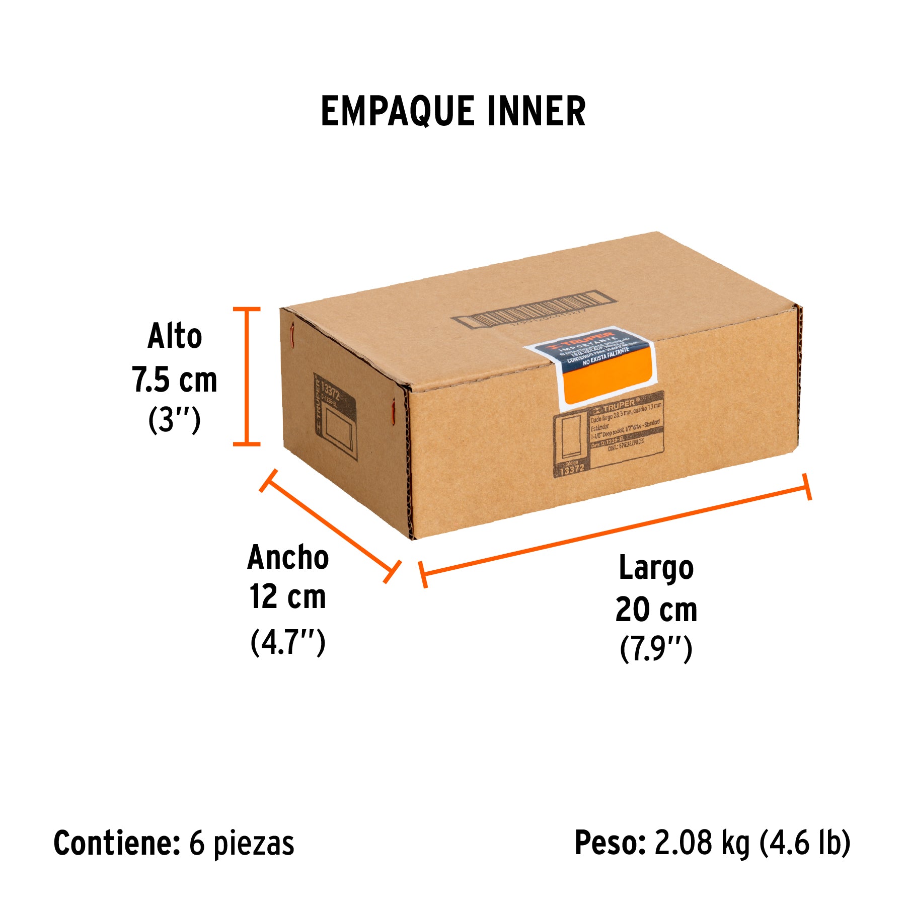 Dado de 12 puntas, largo, cuadro 1/2" de 1-1/8"