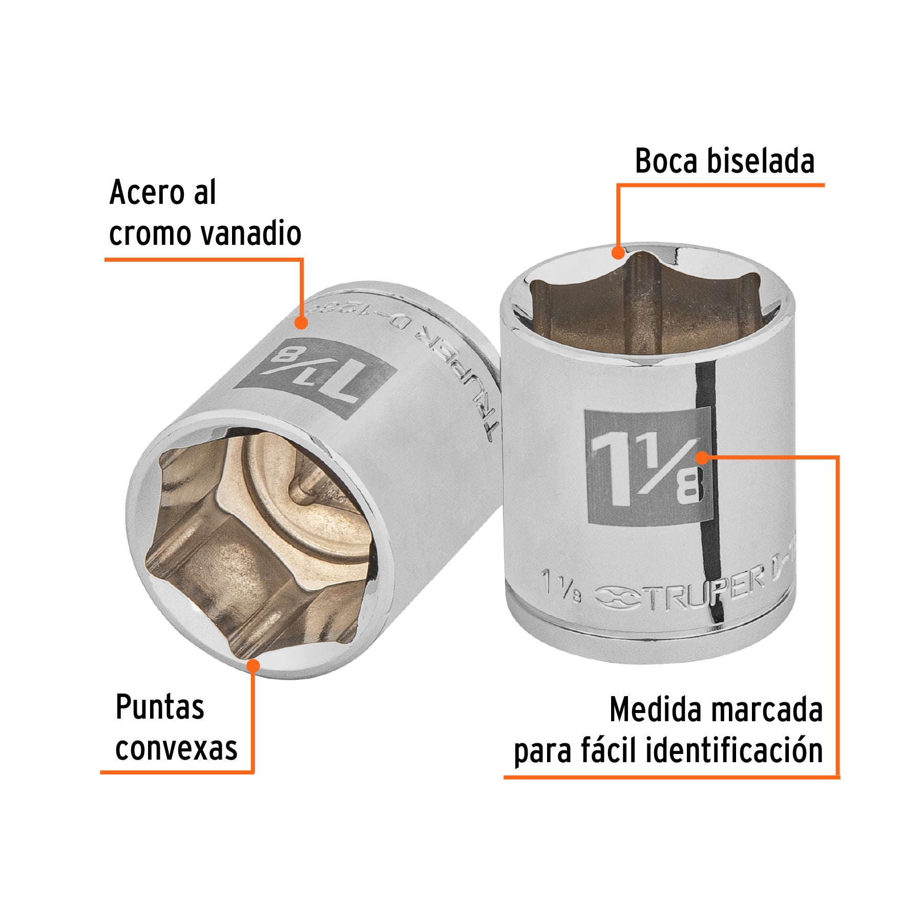 Dado de 6 puntas, cuadro 1/2" de 1-1/8"