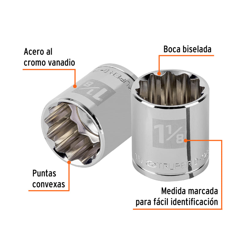 Dado de 12 puntas, cuadro 1/2" de 1-1/8"