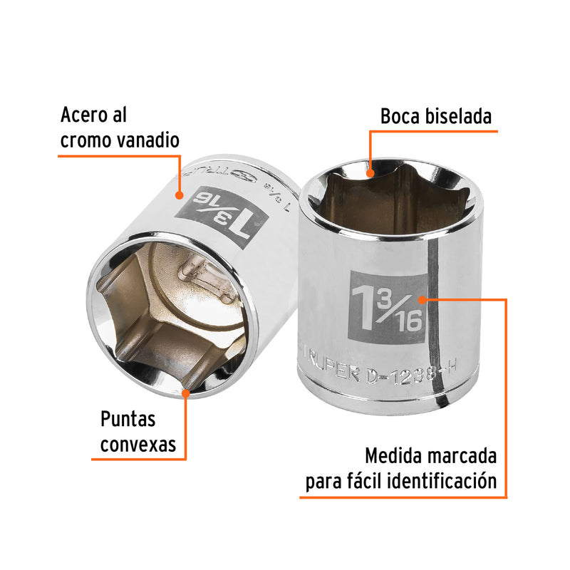 Dado de 6 puntas, cuadro 1/2" de 1-3/16"
