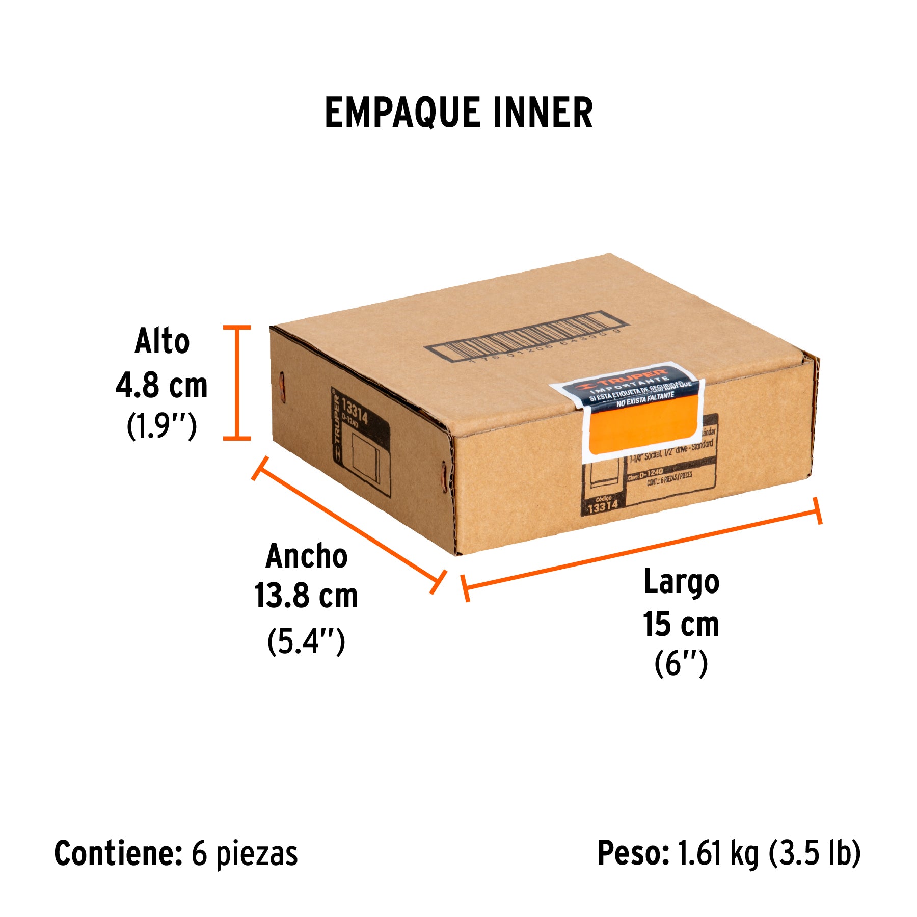 Dado de 12 puntas, cuadro 1/2" de 1-1/4"