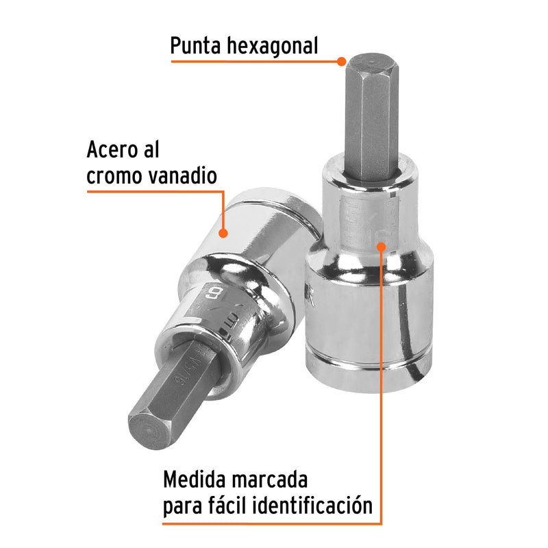 Dados de punta hexagonal, cuadro 1/2" de 5/16"