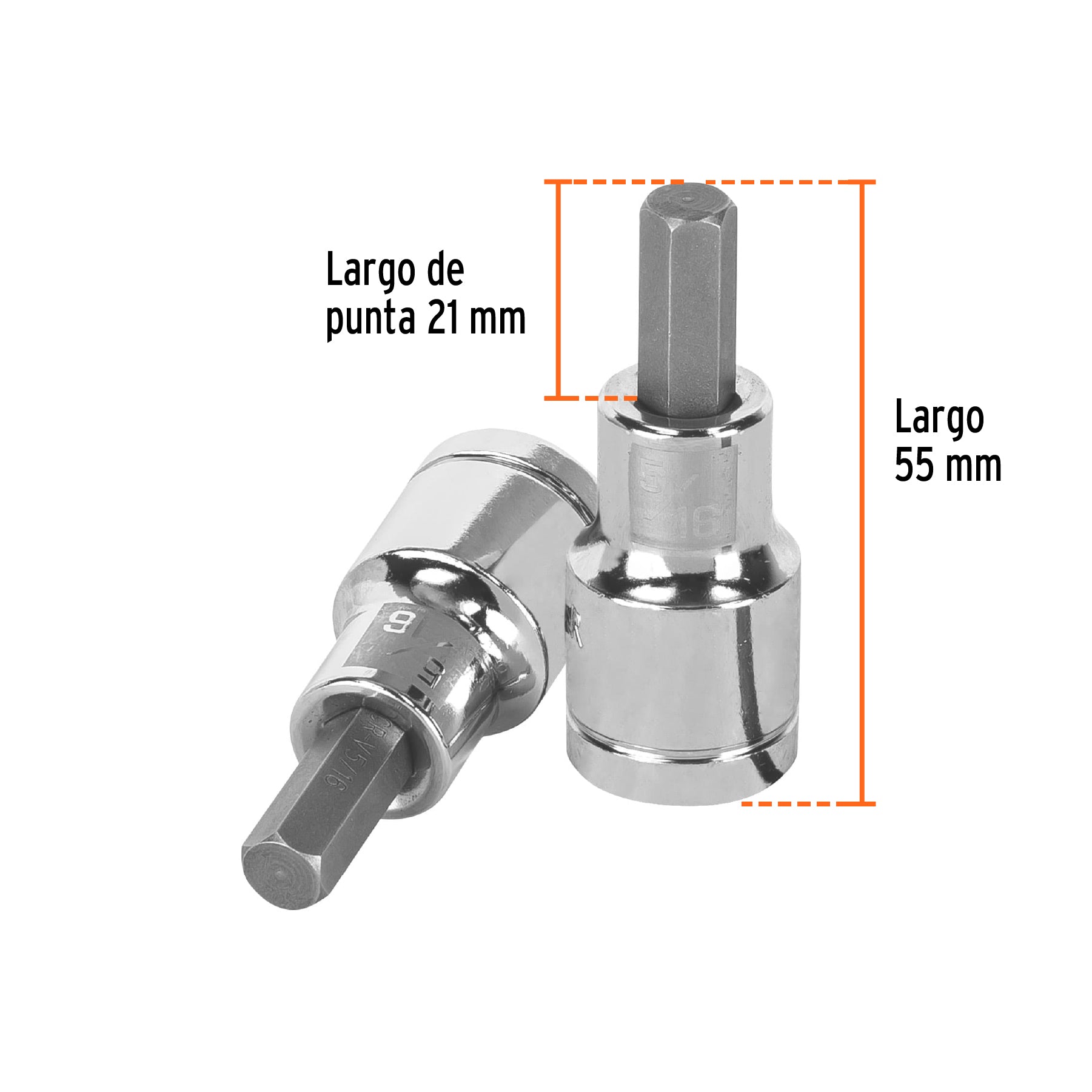 Dados de punta hexagonal, cuadro 1/2" de 5/16"