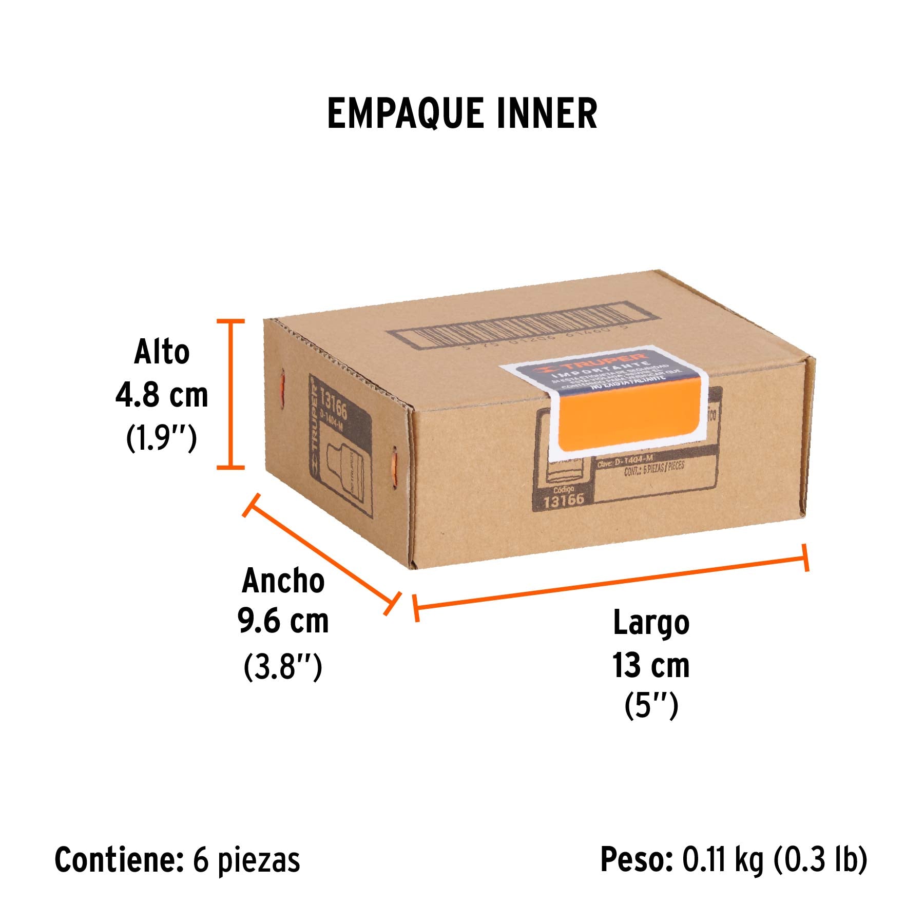 Dado de 6 puntas, cuadro 1/4" de 4mm