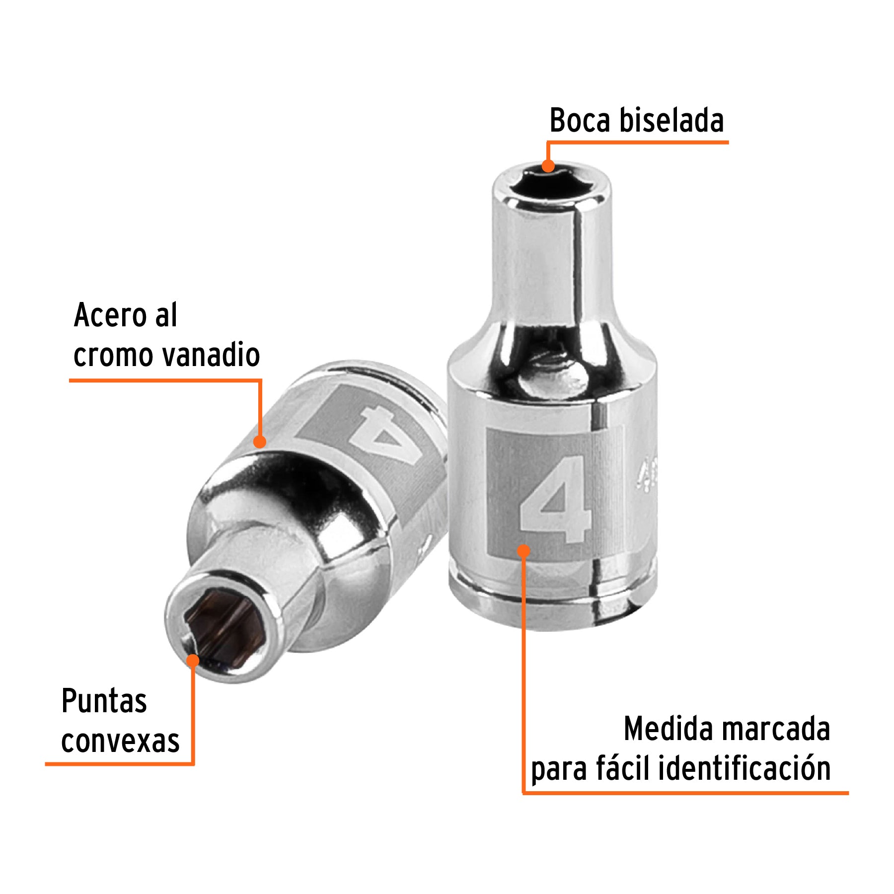 Dado de 6 puntas, cuadro 1/4" de 4mm
