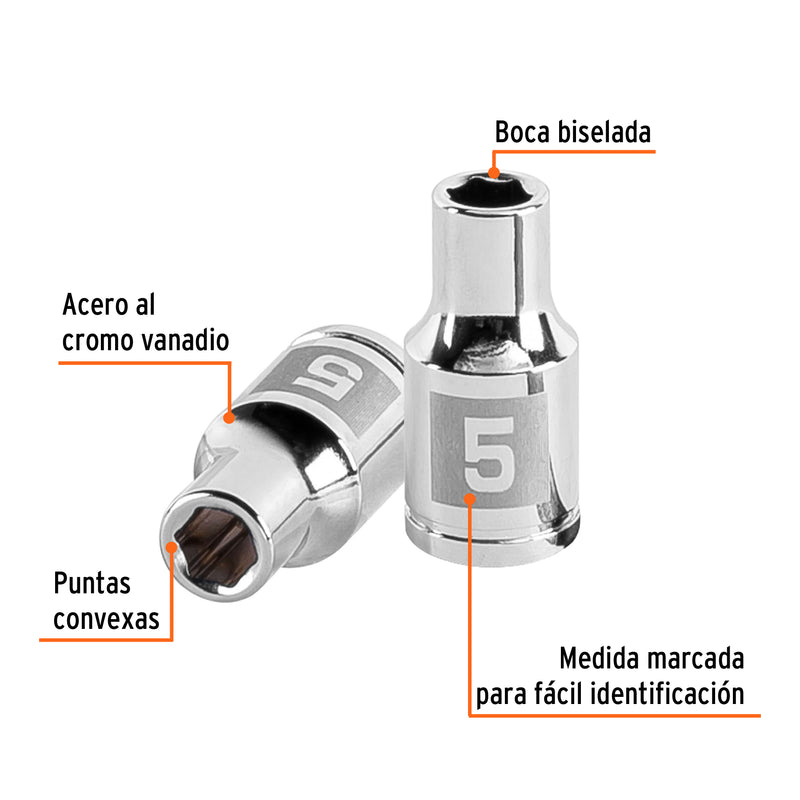 Dado de 6 puntas, cuadro 1/4" de 5mm