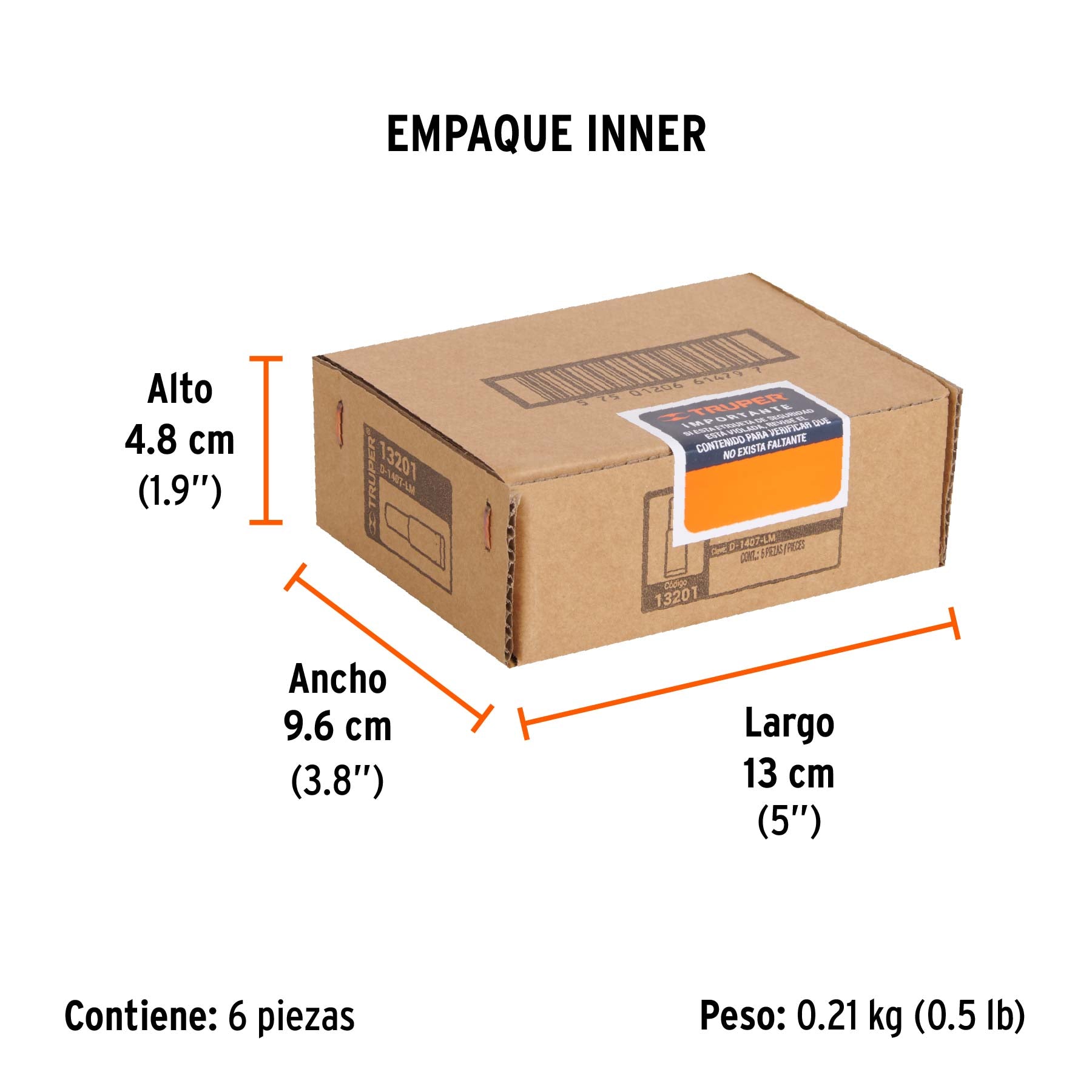 Dado de 6 puntas, largo, cuadro 1/4" de 7mm