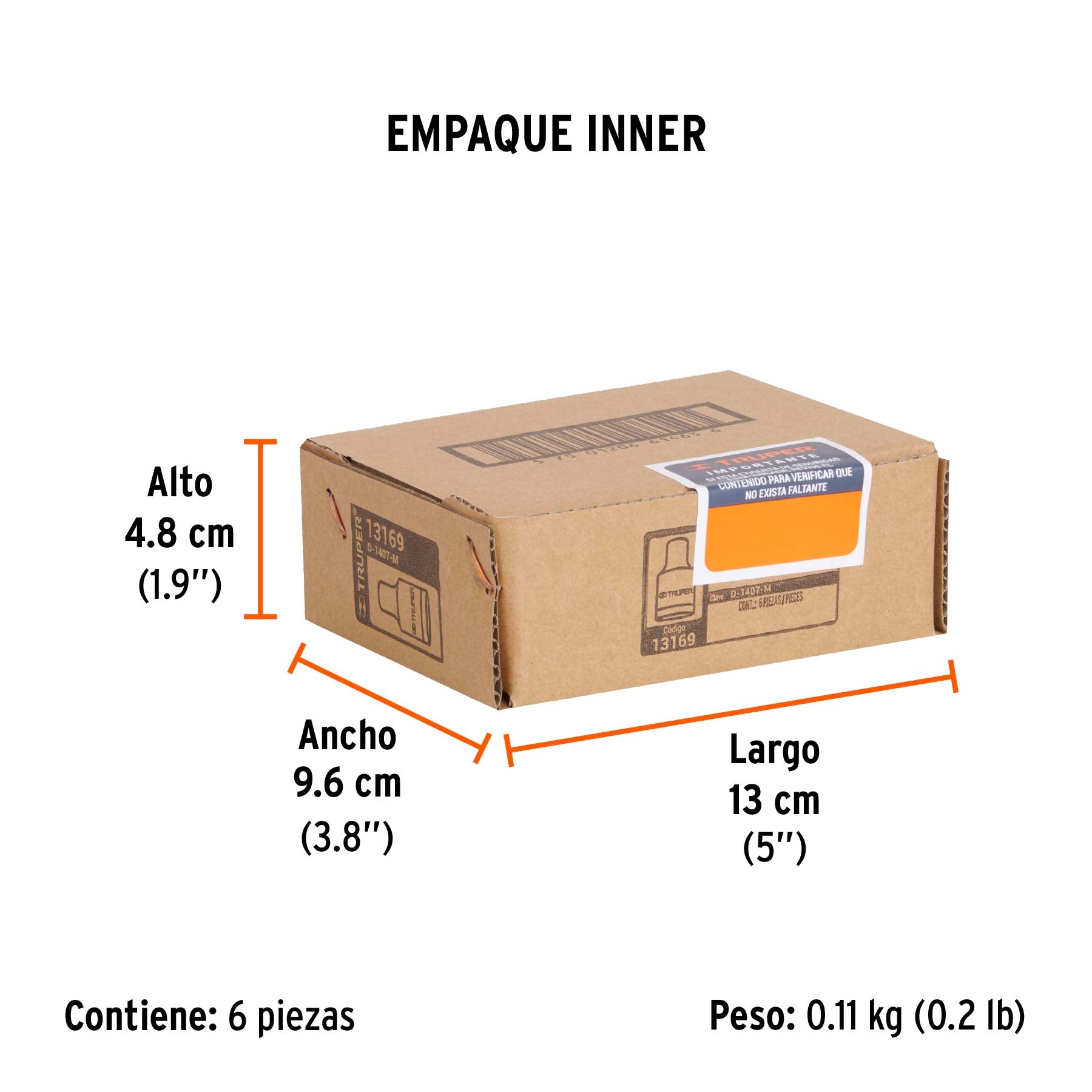 Dado de 6 puntas, cuadro 1/4" de 7mm