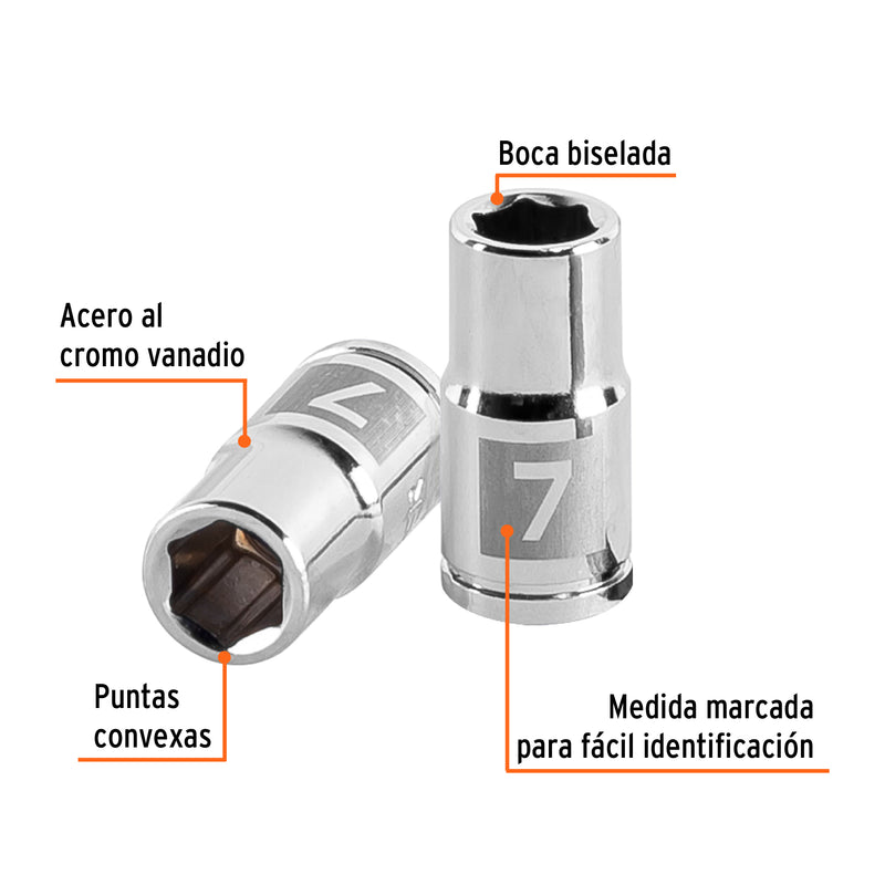 Dado de 6 puntas, cuadro 1/4" de 7mm