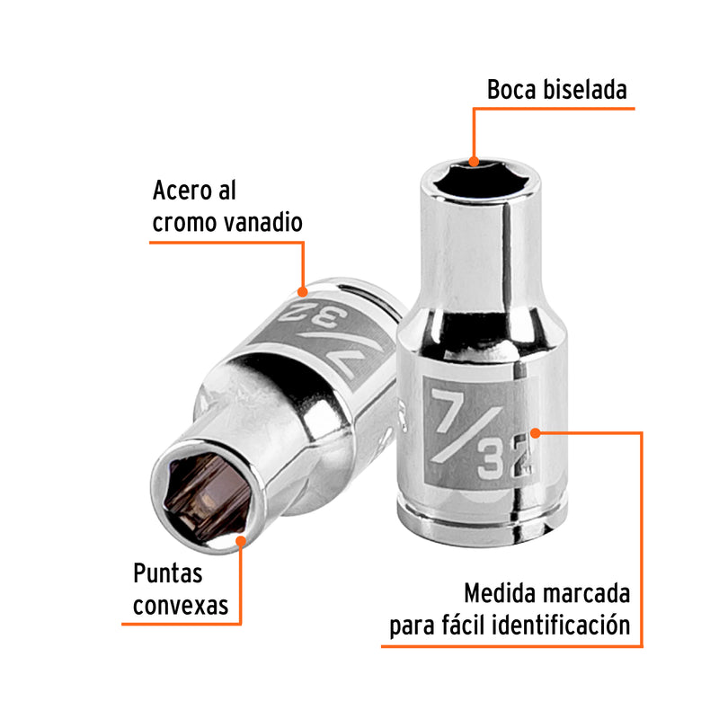 Dado de 6 puntas, cuadro 1/4" de 7/32"