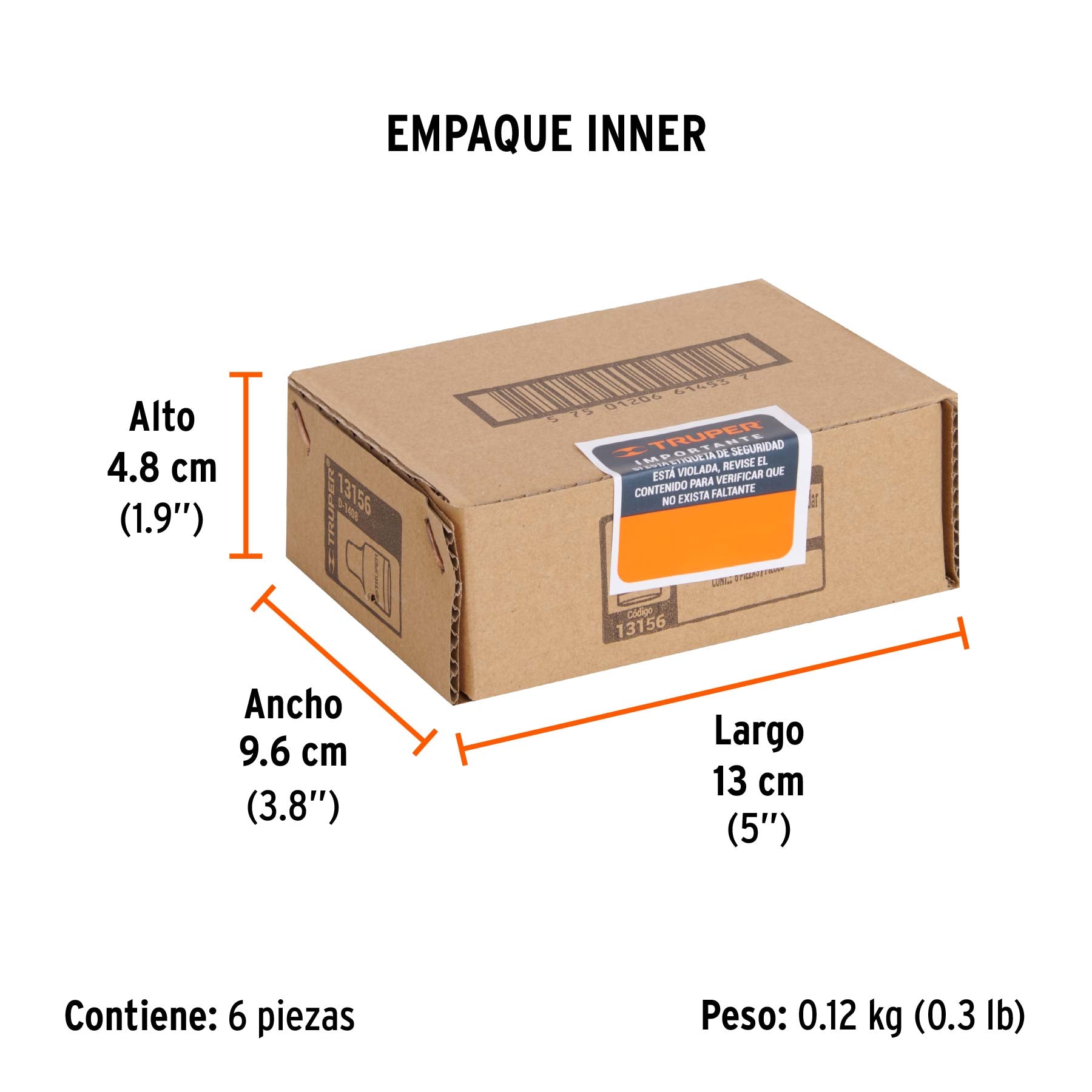 Dado de 6 puntas, cuadro 1/4" de 1/4"