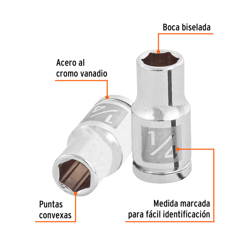 Dado de 6 puntas, cuadro 1/4" de 1/4"