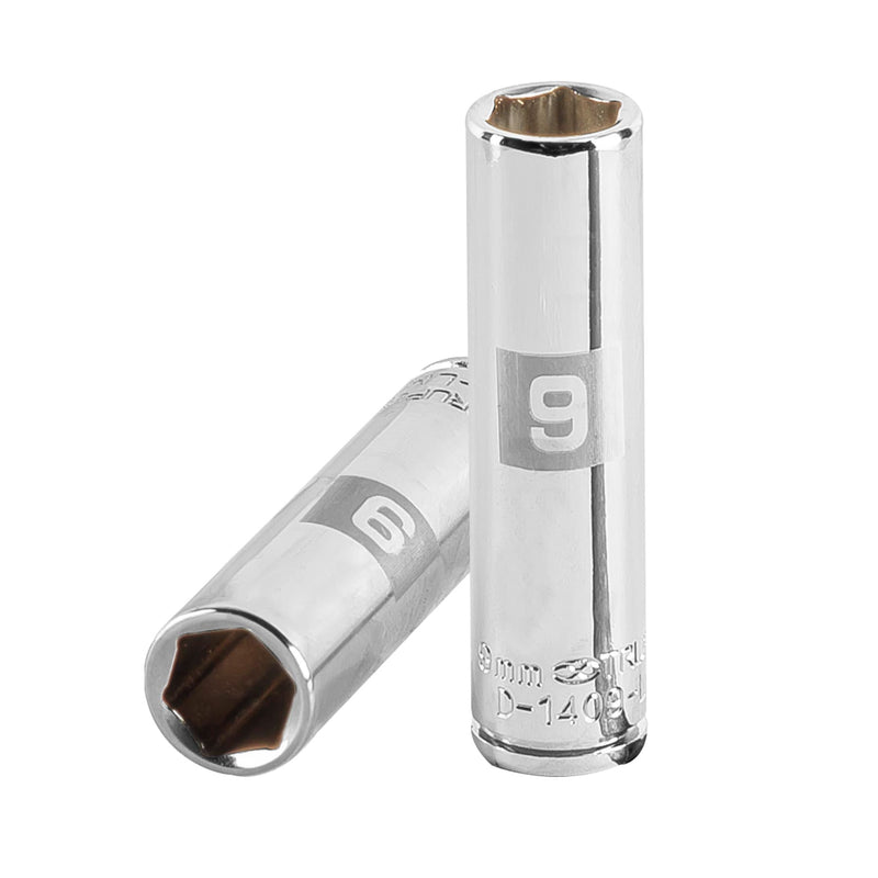Dado de 6 puntas, largo, cuadro 1/4" de 9mm