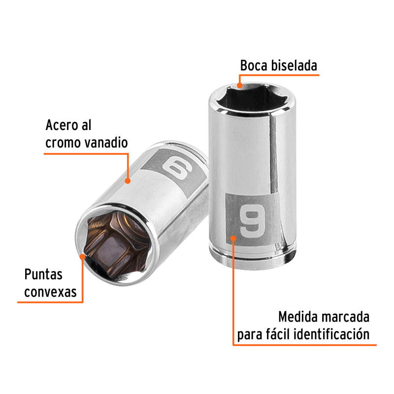 Dado de 6 puntas, cuadro 1/4" de 9mm