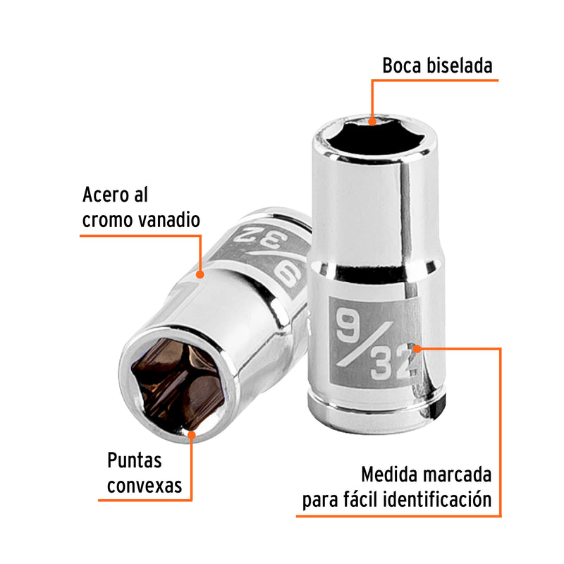 Dado de 6 puntas, cuadro 1/4" de 9/32"