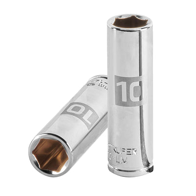 Dado de 6 puntas, largo, cuadro 1/4" de 10mm