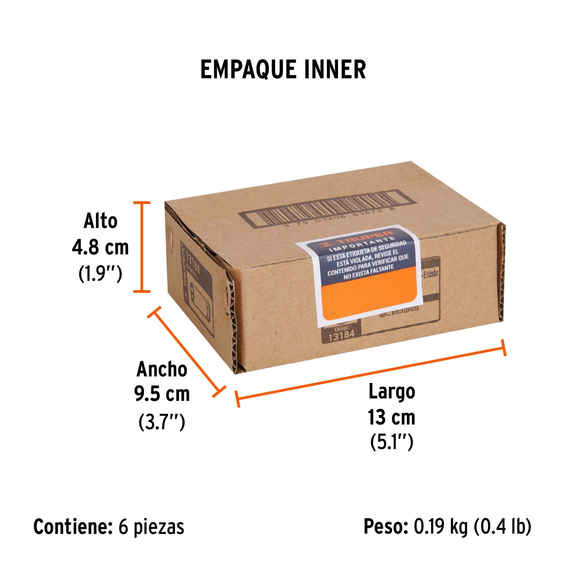 Dado de 6 puntas, largo, cuadro 1/4" de 5/16"