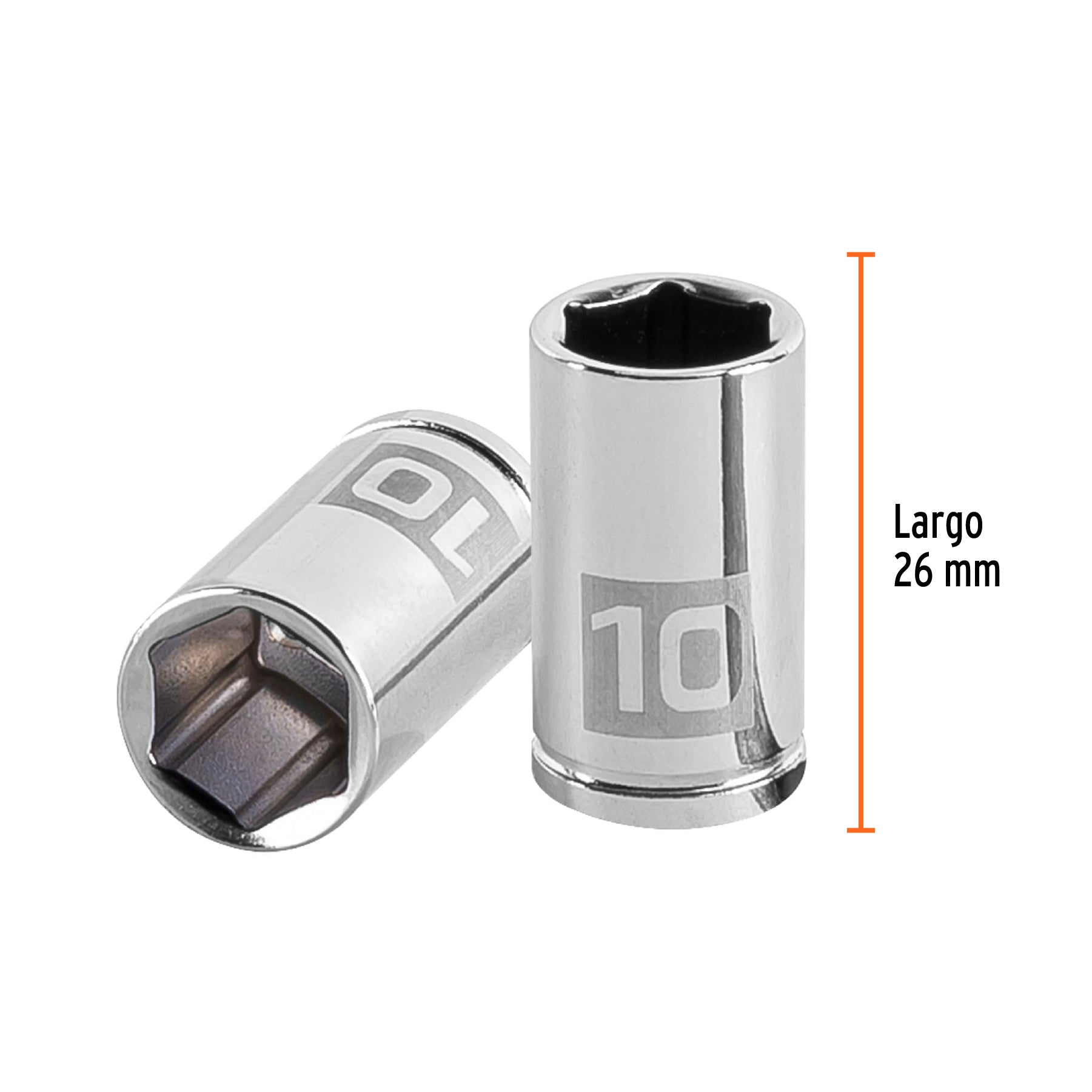 Dado de 6 puntas, cuadro 1/4" de 10mm
