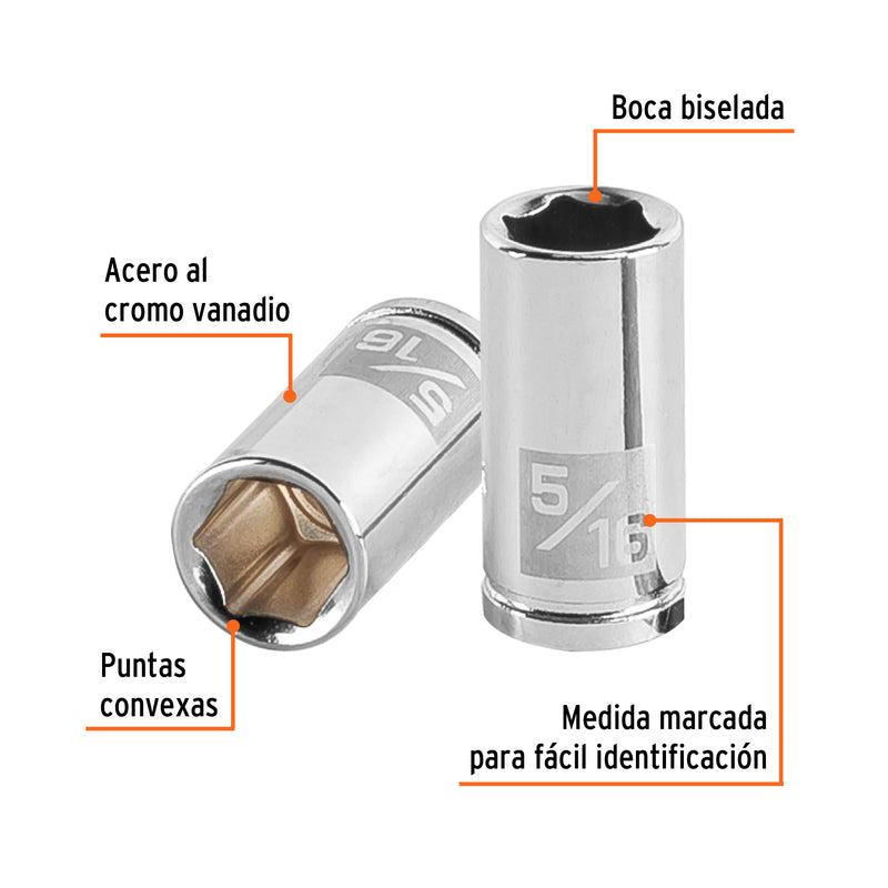 Dado de 6 puntas, cuadro 1/4" de 5/16"
