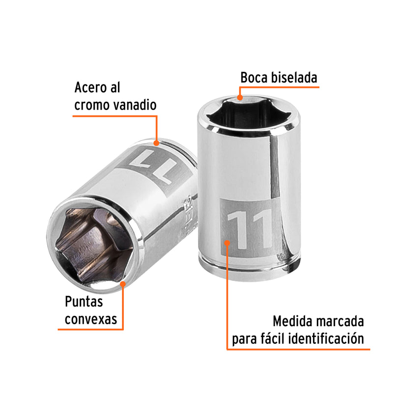 Dado de 6 puntas, cuadro 1/4" de 11mm