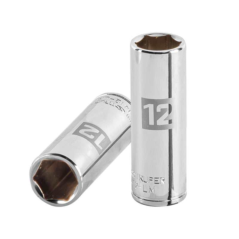 Dado de 6 puntas, largo, cuadro 1/4" de 12mm