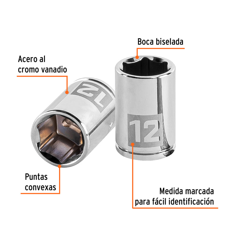 Dado de 6 puntas, cuadro 1/4" de 12mm