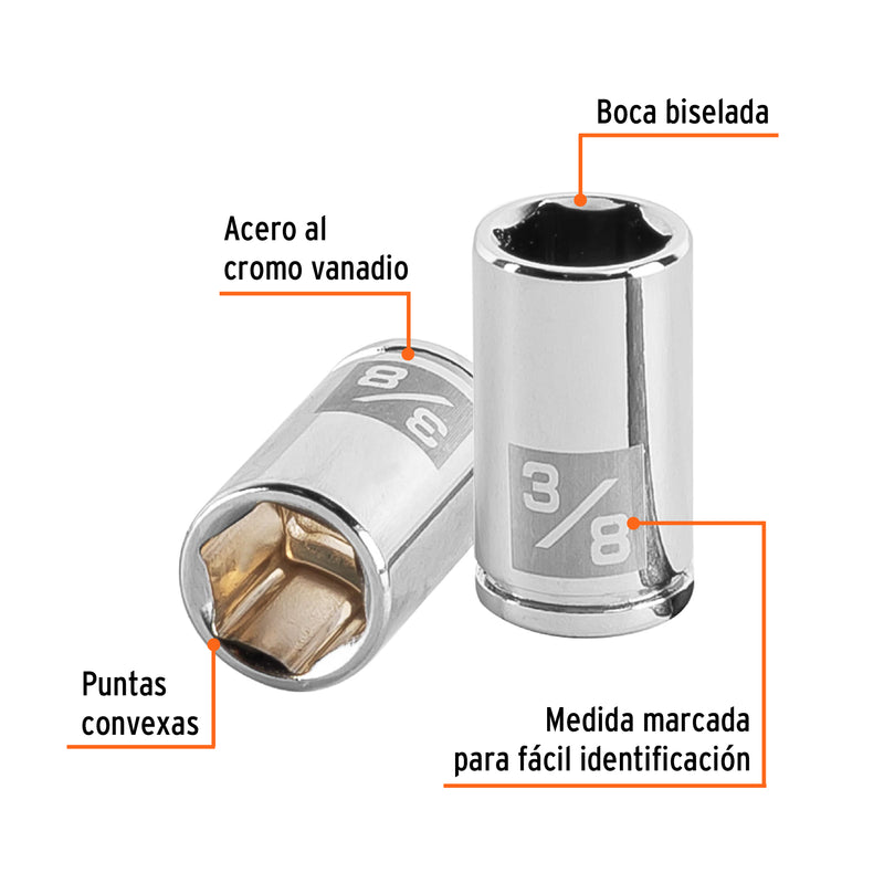 Dado de 6 puntas, cuadro 1/4" de 3/8"