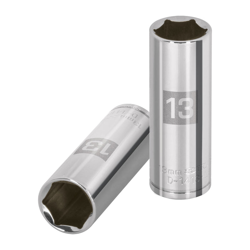Dado de 6 puntas, largo, cuadro 1/4" de 13mm