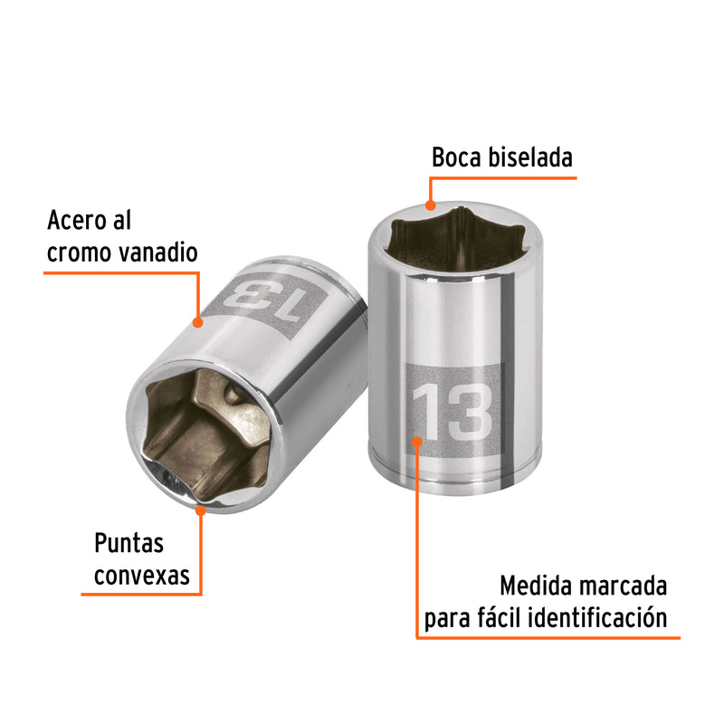 Dado de 6 puntas, cuadro 1/4" de 13mm