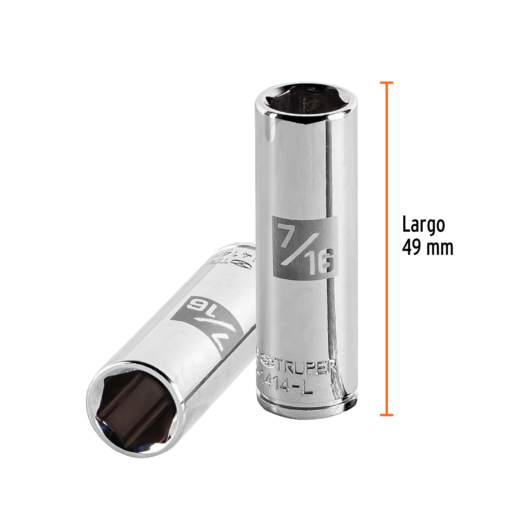 Dado de 6 puntas, largo, cuadro 1/4" de 7/16"