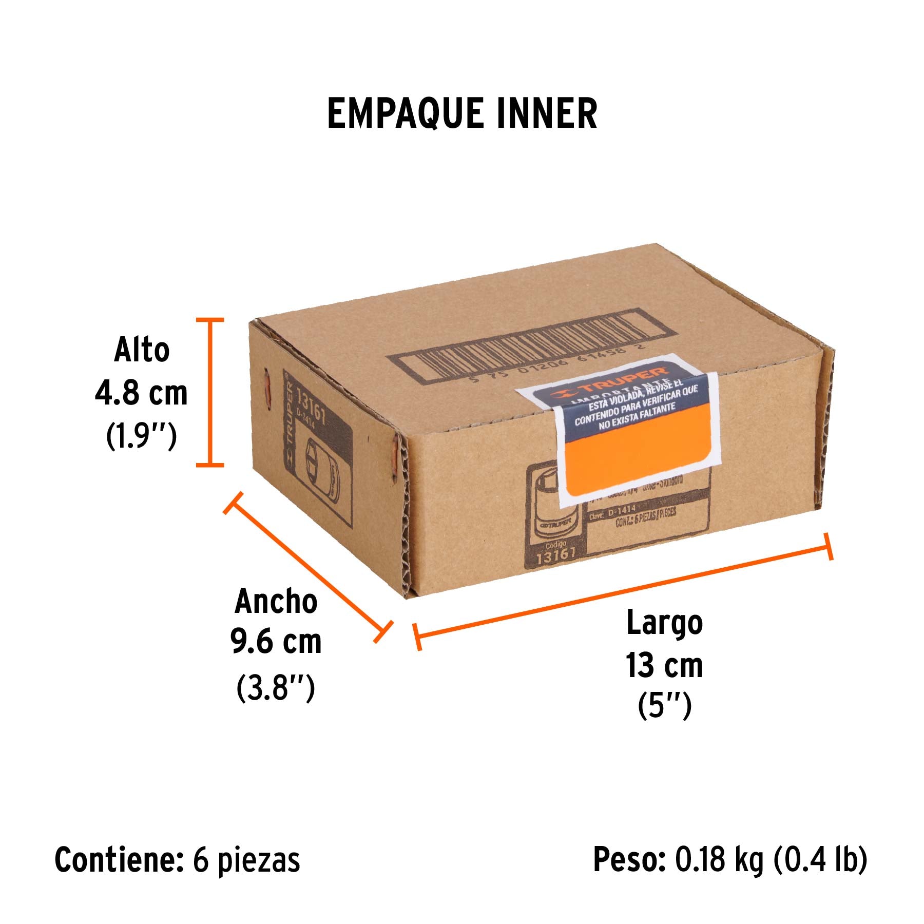 Dado de 6 puntas, cuadro 1/4" de 7/16"