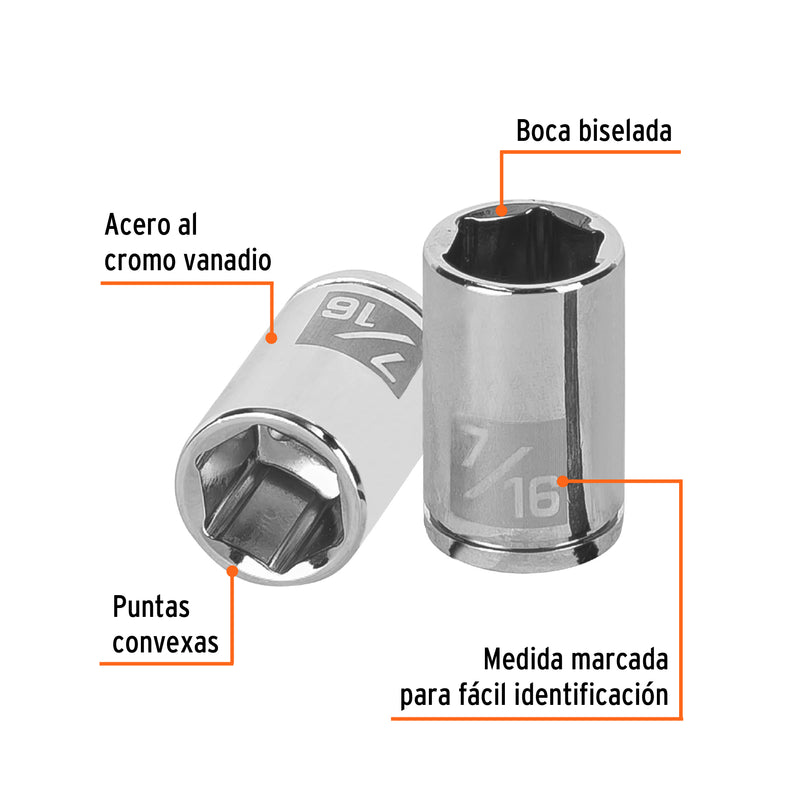 Dado de 6 puntas, cuadro 1/4" de 7/16"