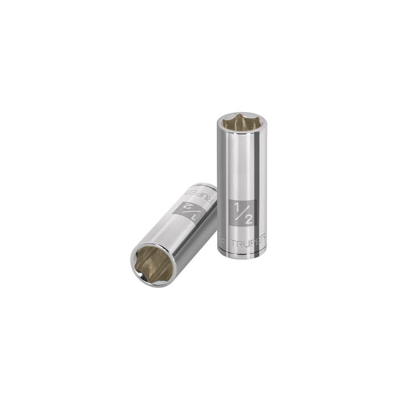 Dado de 6 puntas, largo, cuadro 1/4" de 1/2"
