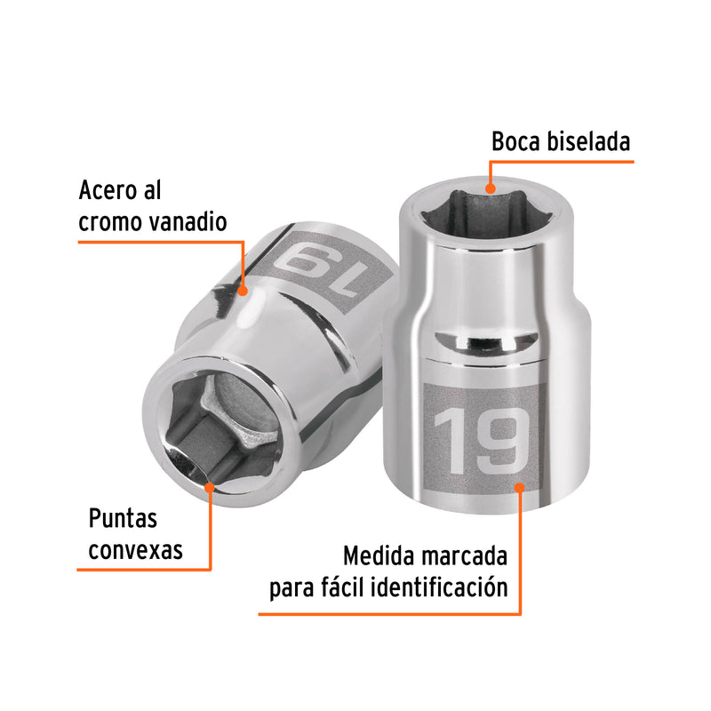 Dado de 6 puntas, cuadro 3/4" de 19mm