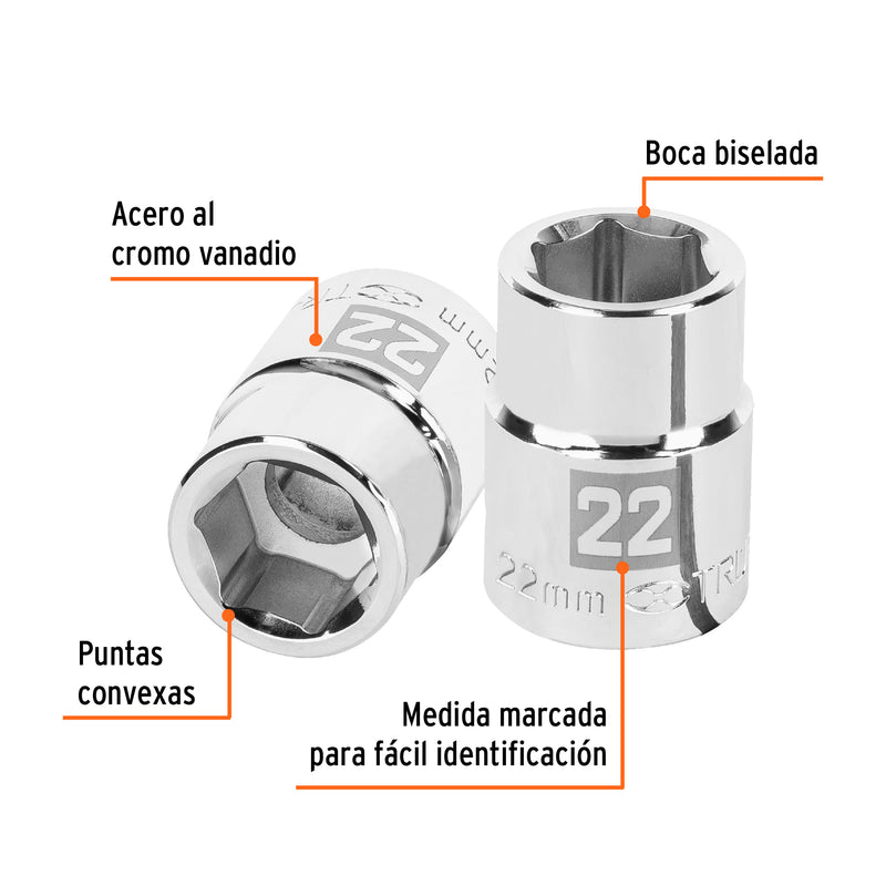 Dado de 6 puntas, cuadro 3/4" de 22mm
