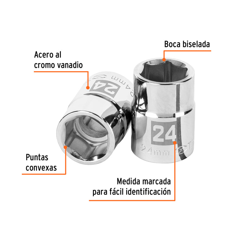 Dado de 6 puntas, cuadro 3/4" de 24mm