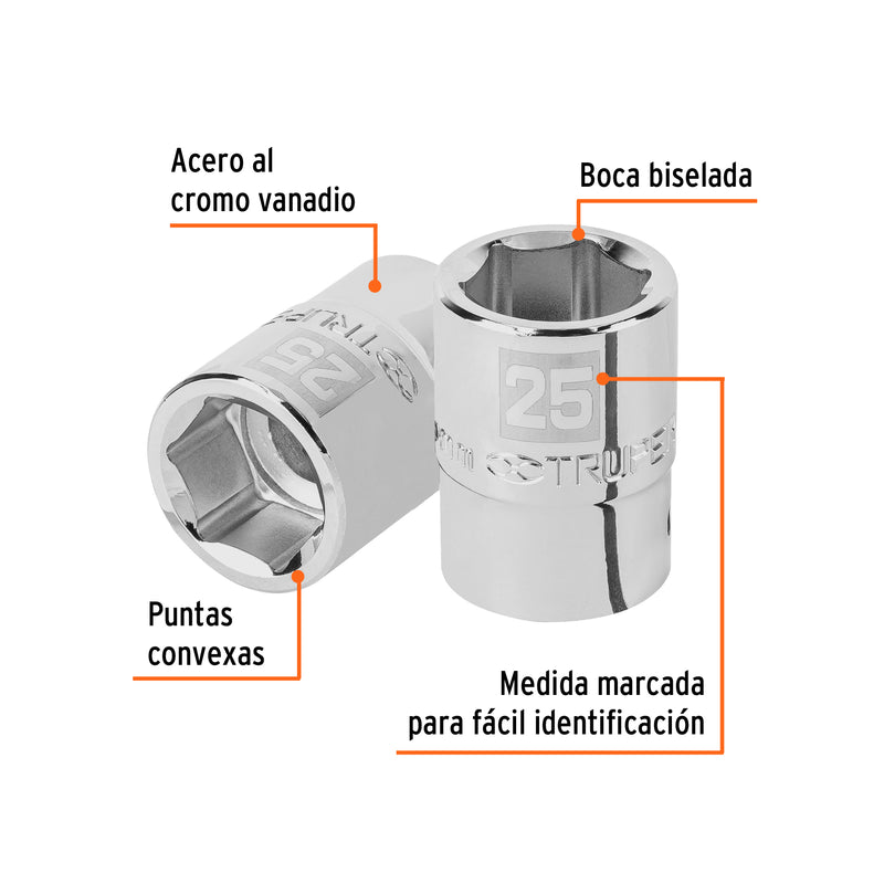Dado de 6 puntas, cuadro 3/4" de 25mm